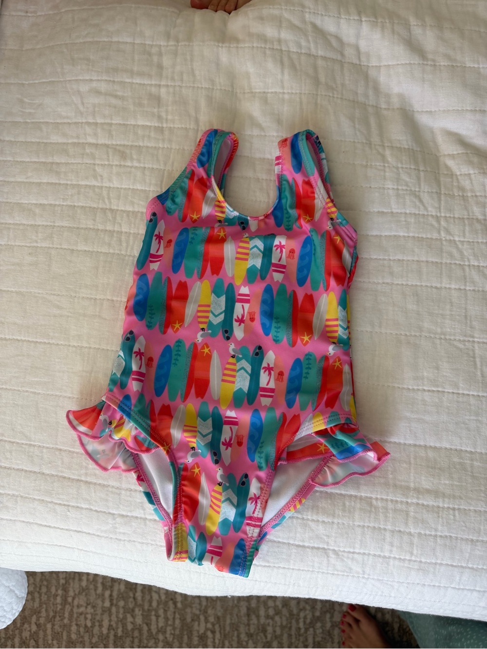 Flap Happy girls Pink Surfboard Print One-Piece Swimsuit